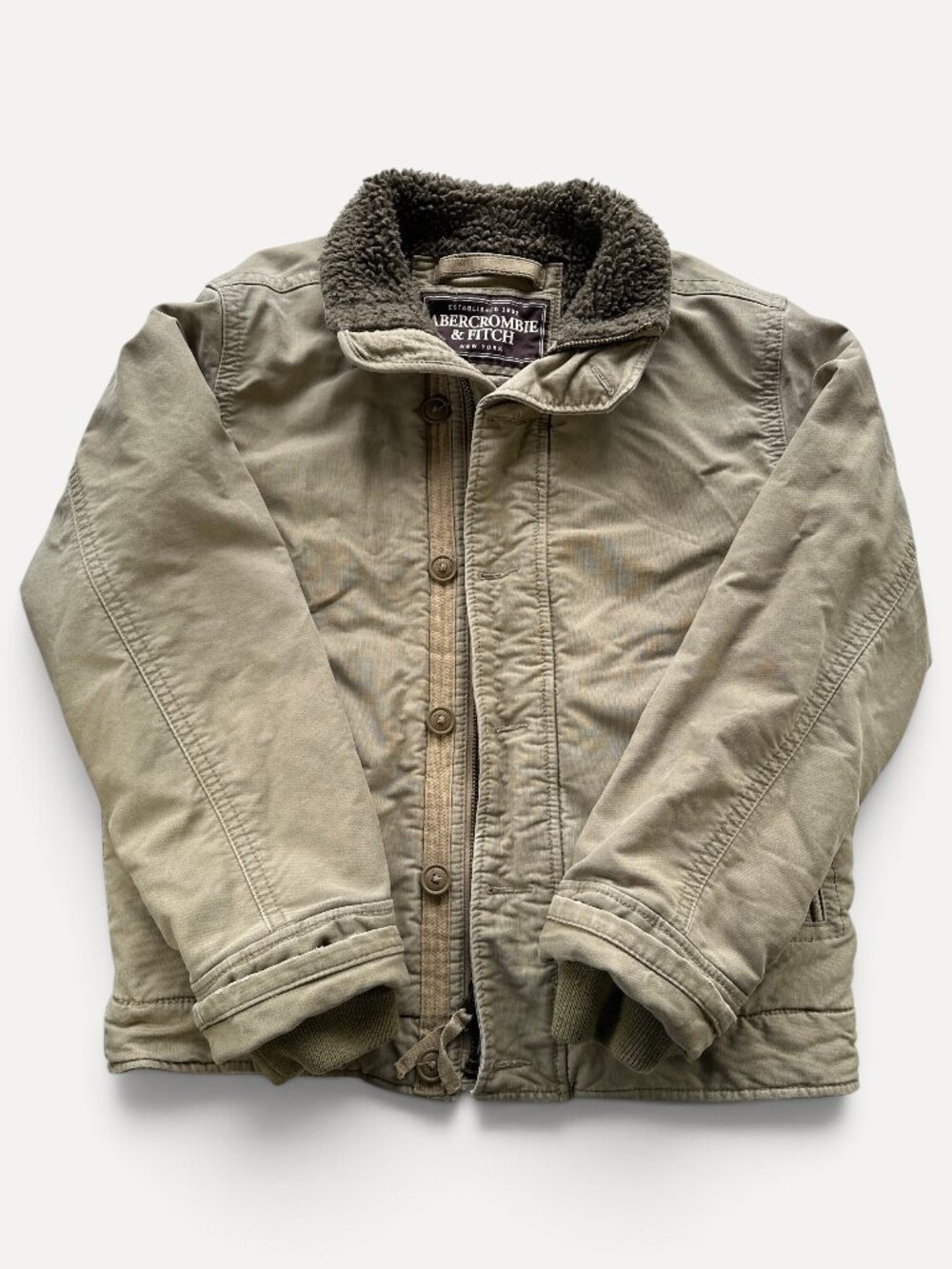 Vintage Abercrombie & Fitch Adirondack Jacket Men's Large Sherpa Lined Military